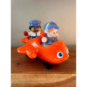 Fisher-Price Little People Orange 2 Seater Airplane 2001 with Two Figures 2005